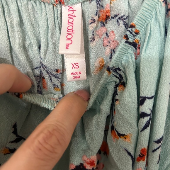 Off The Shoulder High Low Aqua Floral Belted Maxi Dress - Picture 6 of 6